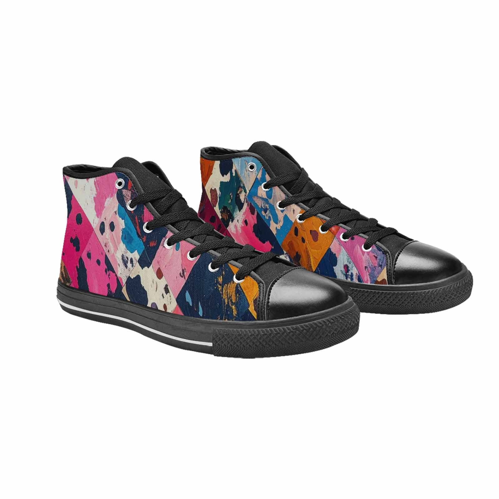 WOMEN'S Cow Animal Print High Top Canvas Surreal Shoes