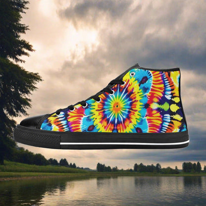 Butterfly Rainbow Navy Indigo Wearable WOMEN Bold Art - Freaky Shoes | Custom Art Sneakers