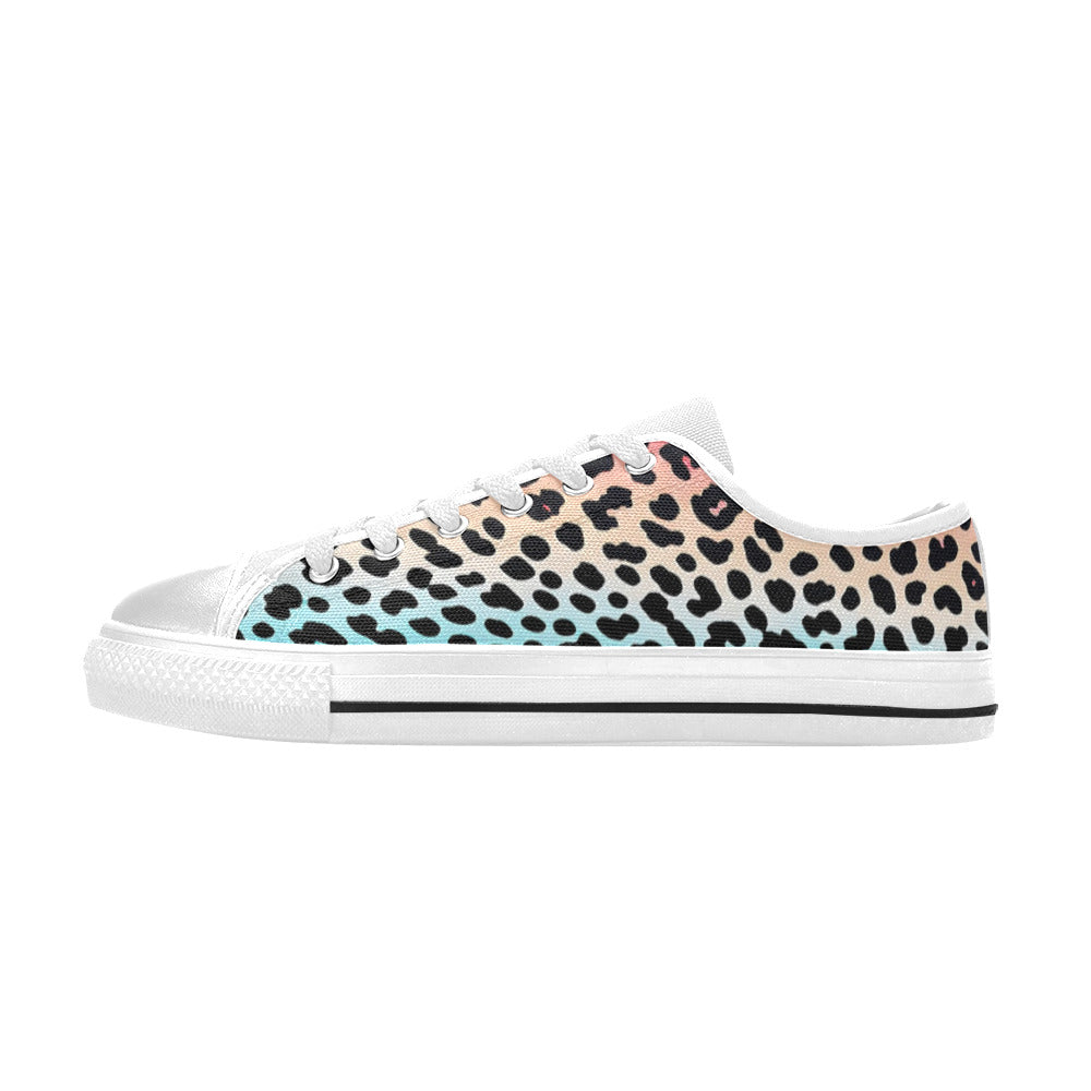 WOMEN'S Gradient Leopard Print Canvas Neon Fantasy Custom Sneakers