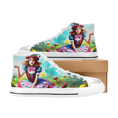 WOMEN'S Acid Creepy Wonderland Psychedelic High Top Canvas Y2K Custom Shoes