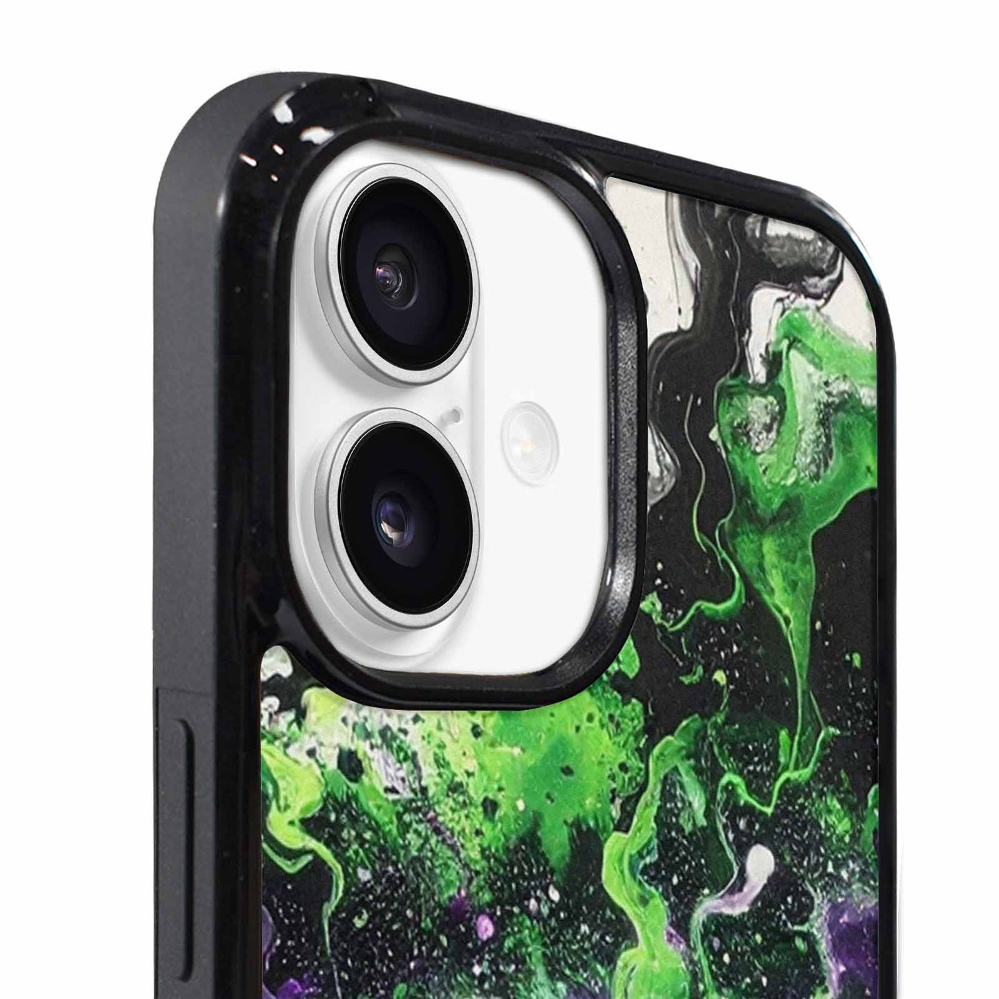 iPhone 17 Case — Black &amp; Green Ink Galaxy Space, Unique Phone Case Design