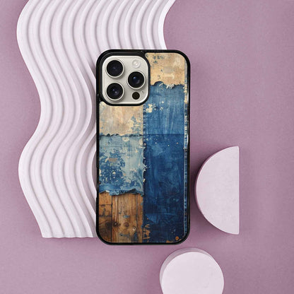 iPhone 16 Pro Max Case — Denim Distressed Textures Print Edge To, Unique Phone Case Design