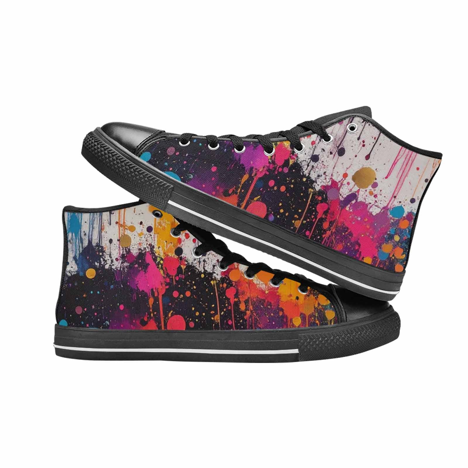 WOMEN'S Paint Splatter High Top Canvas Surreal Custom Shoes