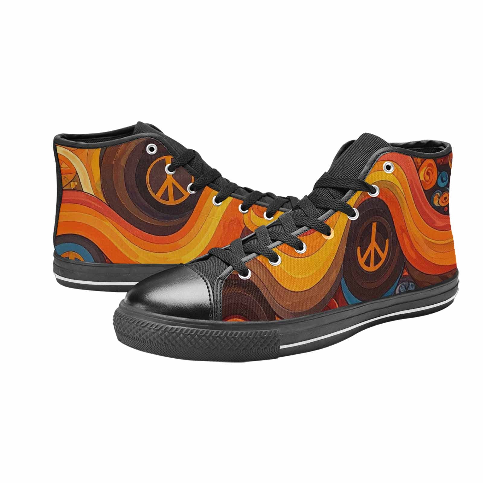 MEN'S Groovy 70S Peace High Top Canvas Dark Academia Shoes