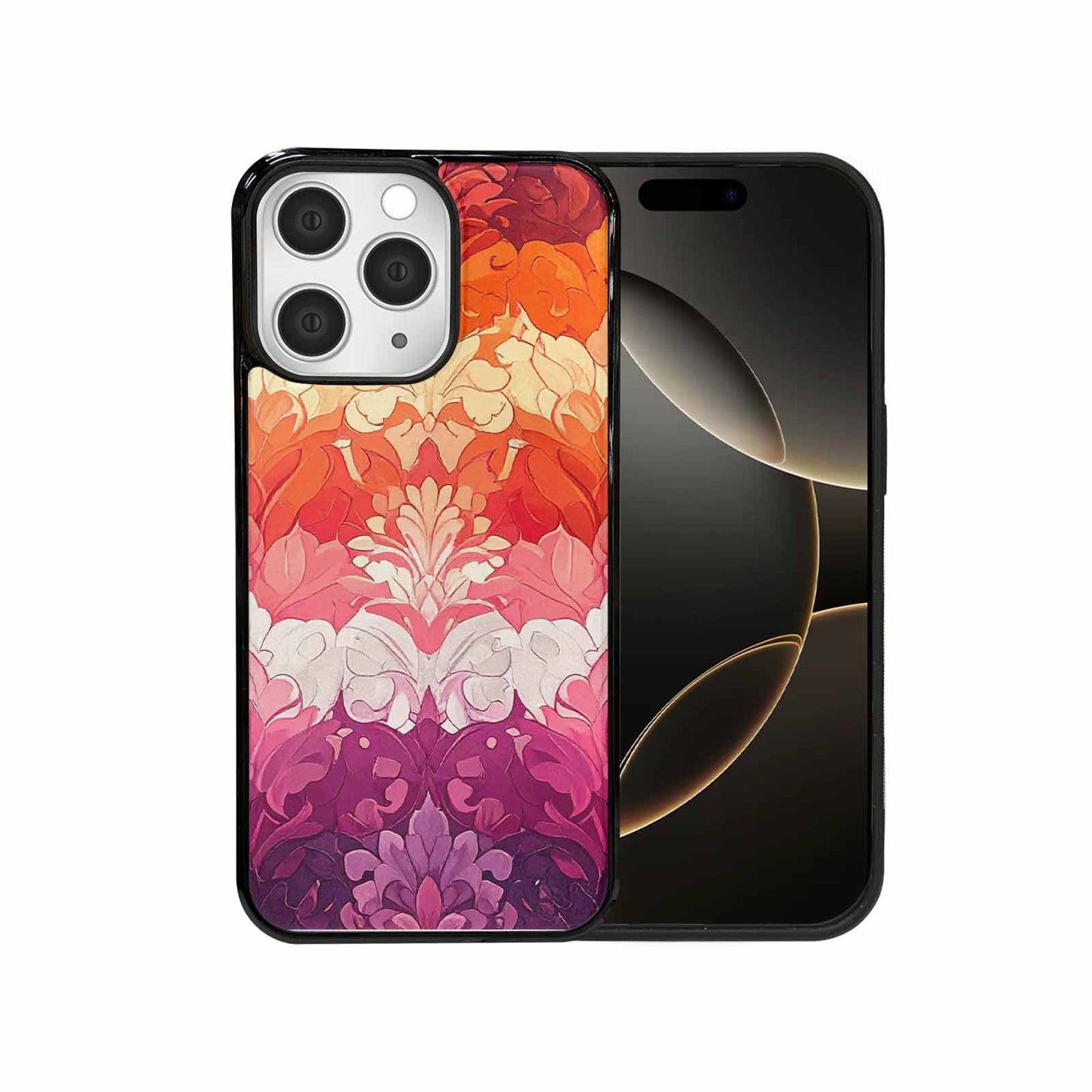 iPhone 15 Pro Max Case — Lesbian Flag Color Theme Small Rainbow, Custom Phone Case