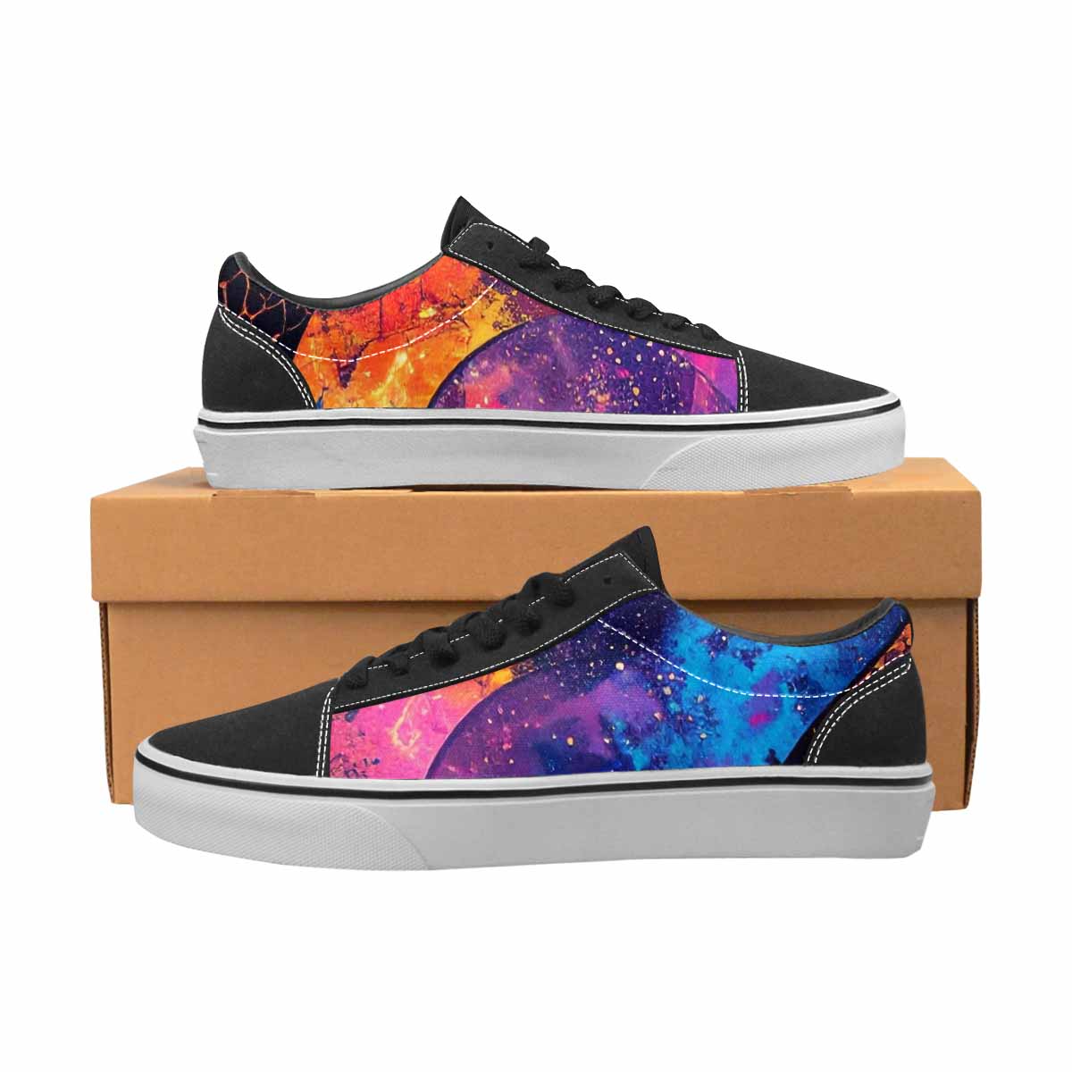 WOMEN'S Galaxy Snake Print Canvas Lace-Up Neon Fantasy Shoes