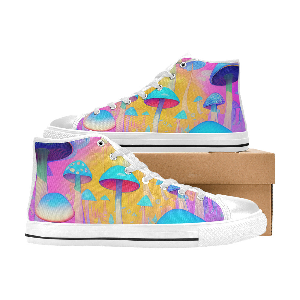 WOMEN'S Cc Mushroom Art 3 High Top Canvas Grunge Sneakers