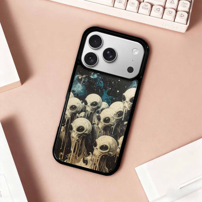 iPhone 17 Pro Case — Melting Aliens Pattern Hundreds Of Alien, Personalized Phone Case