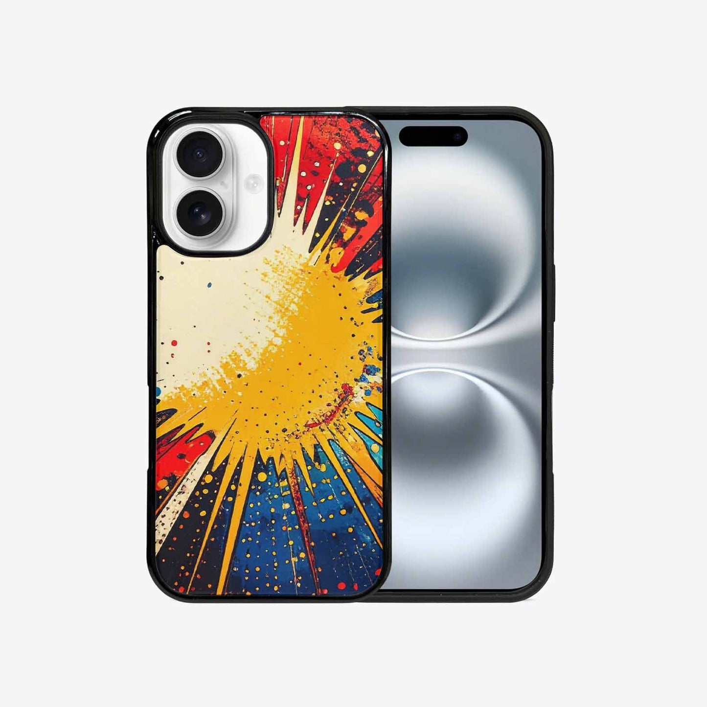 iPhone 16 Case — Comic Halftone Comic Bursts Pattern Hundreds, Custom Printed Phone Case