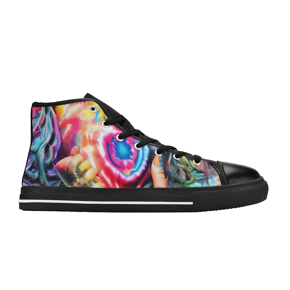 WOMEN'S Cc Tie Dye Woman High Top Canvas Vibrant Chaos Custom Shoes