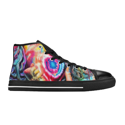 WOMEN'S Cc Tie Dye Woman High Top Canvas Vibrant Chaos Custom Shoes
