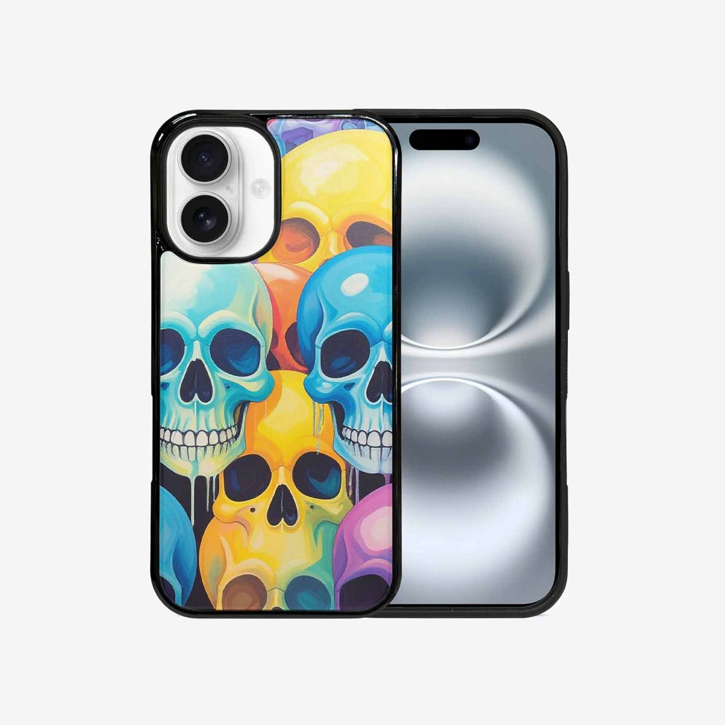 iPhone 16 Case — Dripping Candy Skulls, Personalized Phone Case