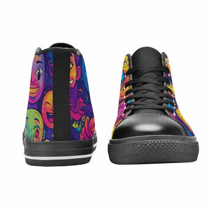 WOMEN'S Funny Looking Cartoon High Top Canvas Aesthetic Custom Shoes
