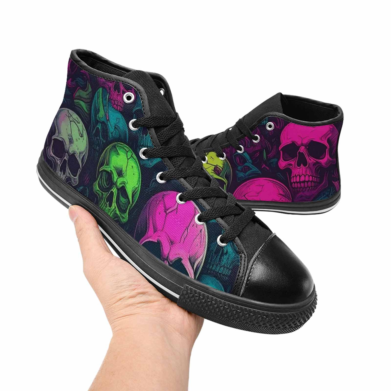 WOMEN'S Skulls - Neon High Top Canvas Dark Academia Shoes