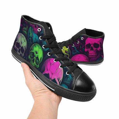 WOMEN'S Skulls - Neon High Top Canvas Dark Academia Shoes