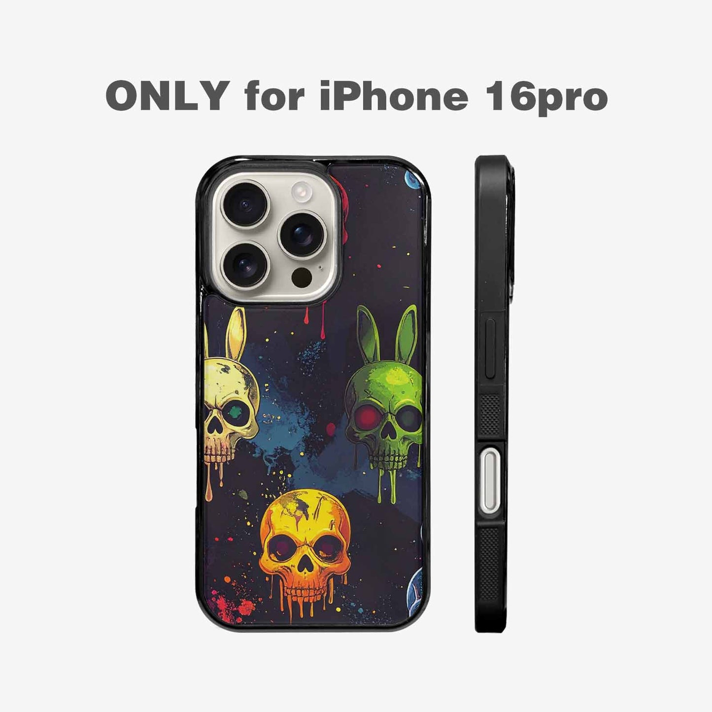 iPhone 16 Pro Case — Radioactive Ghost Bunny Skull Sm Qdr, Custom Phone Case