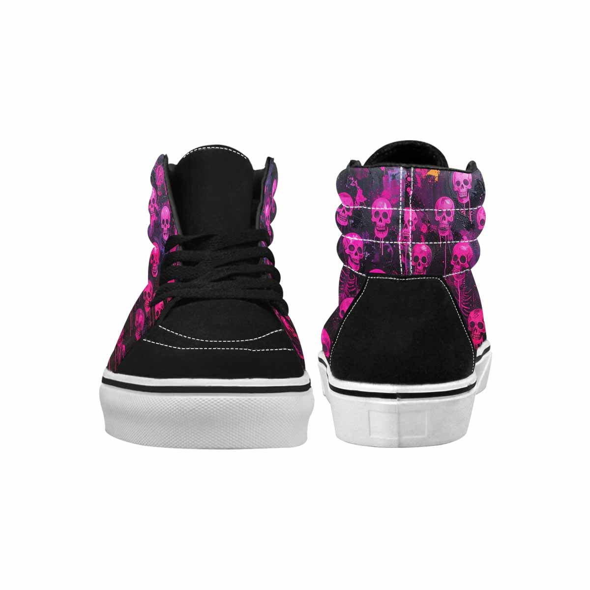 MEN'S Skeletons  Neon Pink High Top Canvas Vivid Sneakers