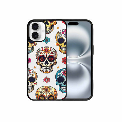 iPhone 16 Plus Case — Vibrant Skull Seamless, Custom Printed Phone Case