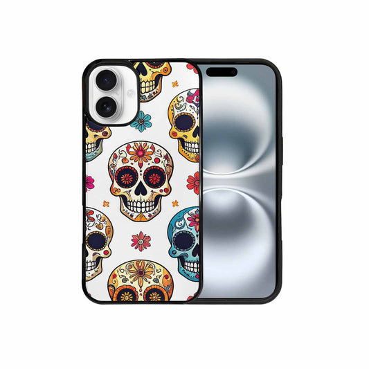 iPhone 16 Plus Case — Vibrant Skull Seamless, Custom Printed Phone Case