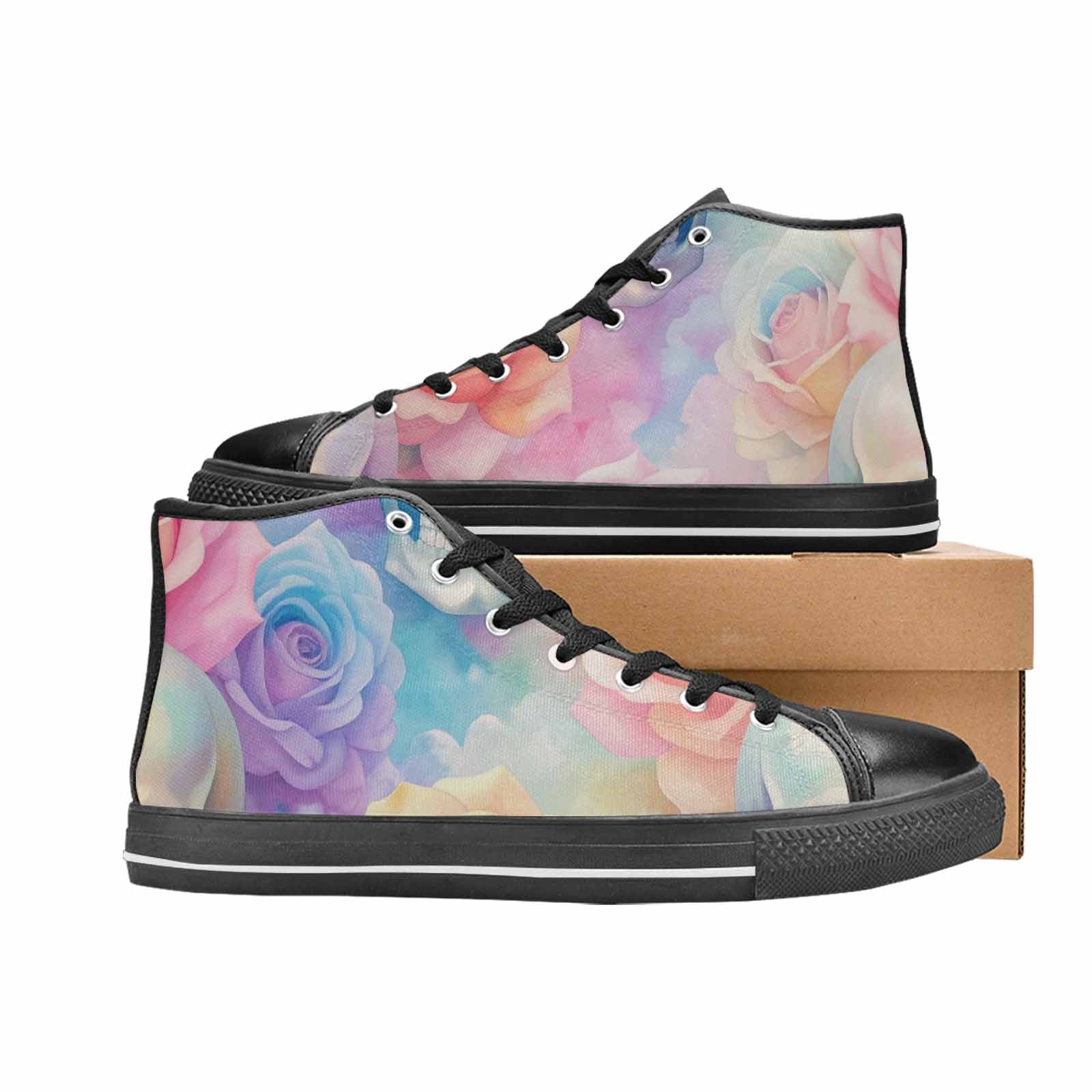 WOMEN'S Skulls Roses Candy Airbrush High Top Canvas Dark Academia Custom Sneakers