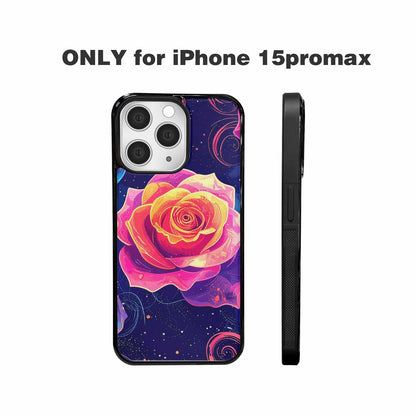 iPhone 15 Pro Max Case — Rose Galaxy Art Seamless Pattern Vibrant, Customized Protective Case