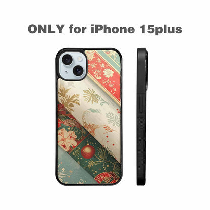 iPhone 15 Plus Case — Christmas Wrapping Paper Pattern Art Wallpaper, Customized Protective Case