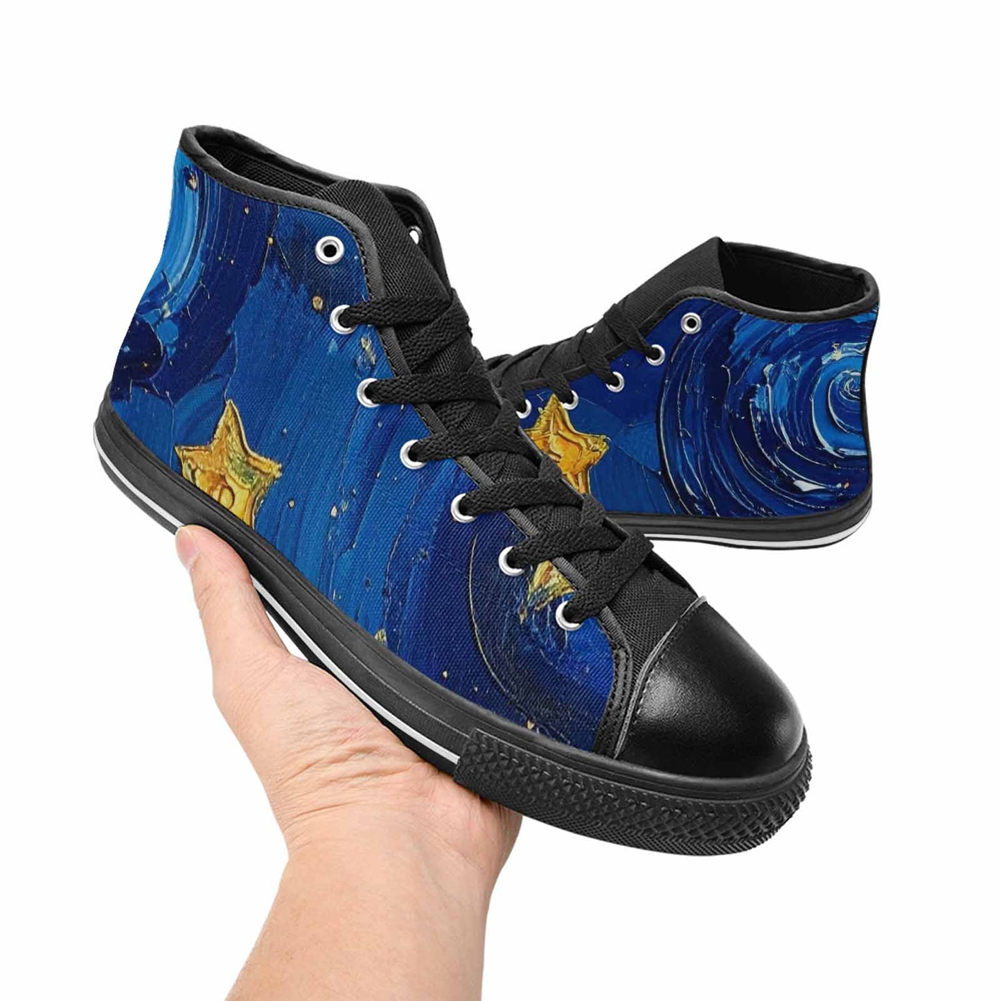 MEN'S Starry Night Galaxy High Top Canvas Surreal Custom Sneakers