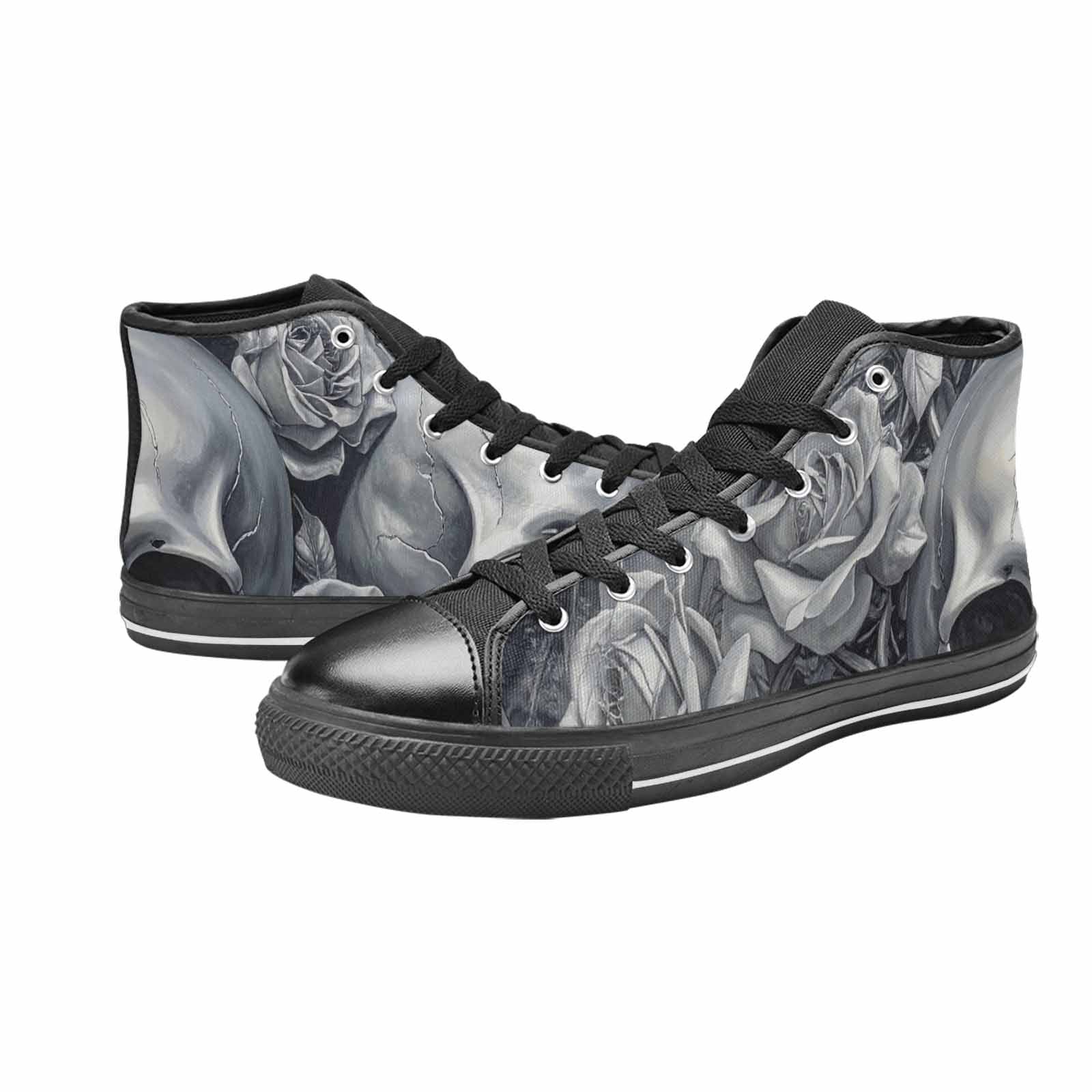 WOMEN'S Skulls Roses Chrome Airbrush High Top Canvas Y2K Sneakers