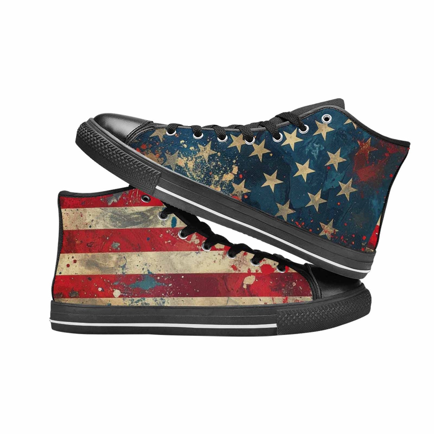 MEN'S American Flag Stars High Top Canvas Neon Fantasy Shoes