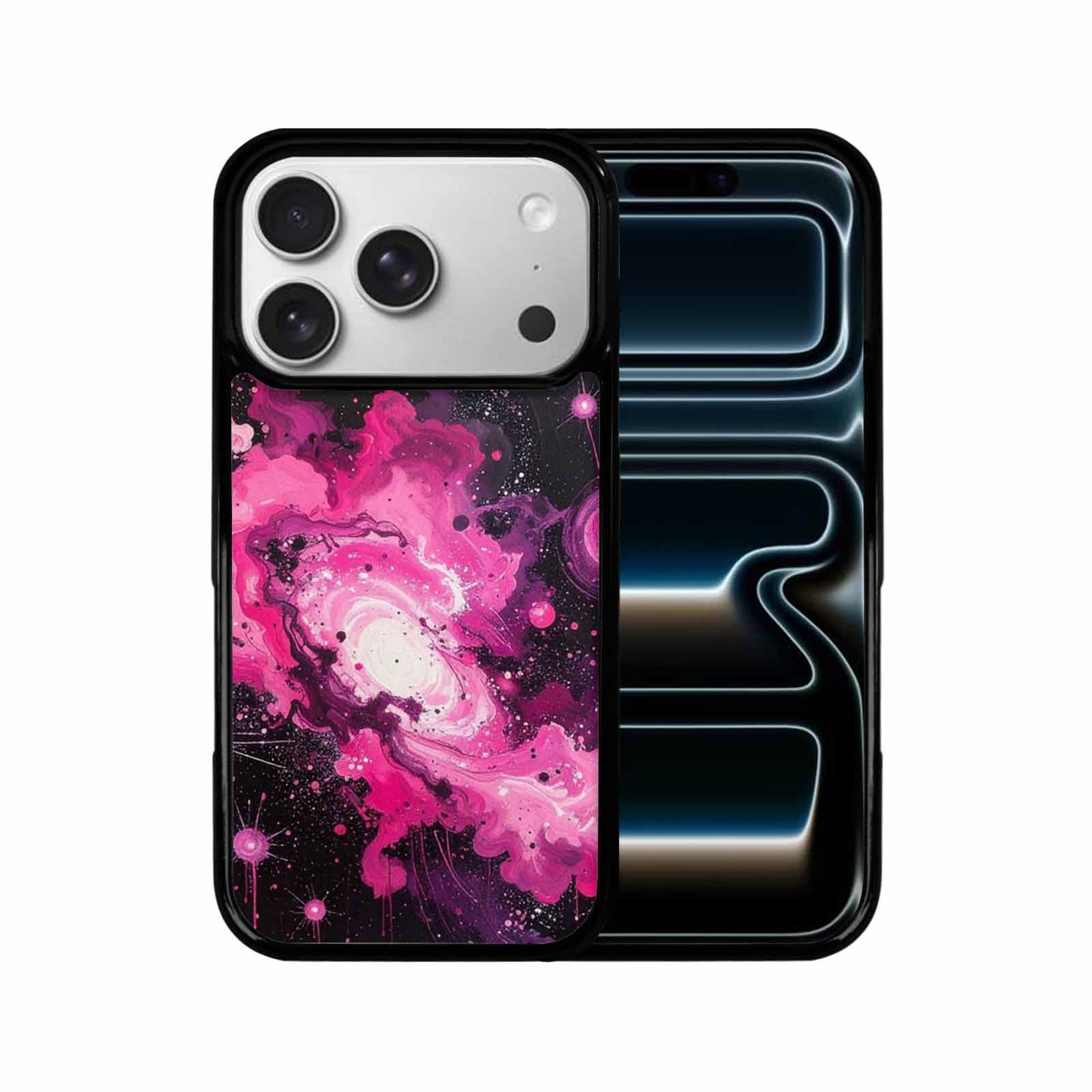 iPhone 17 Pro Case — Galaxy Nebula Black Pink Ink Galaxy, Custom Art Phone Cover