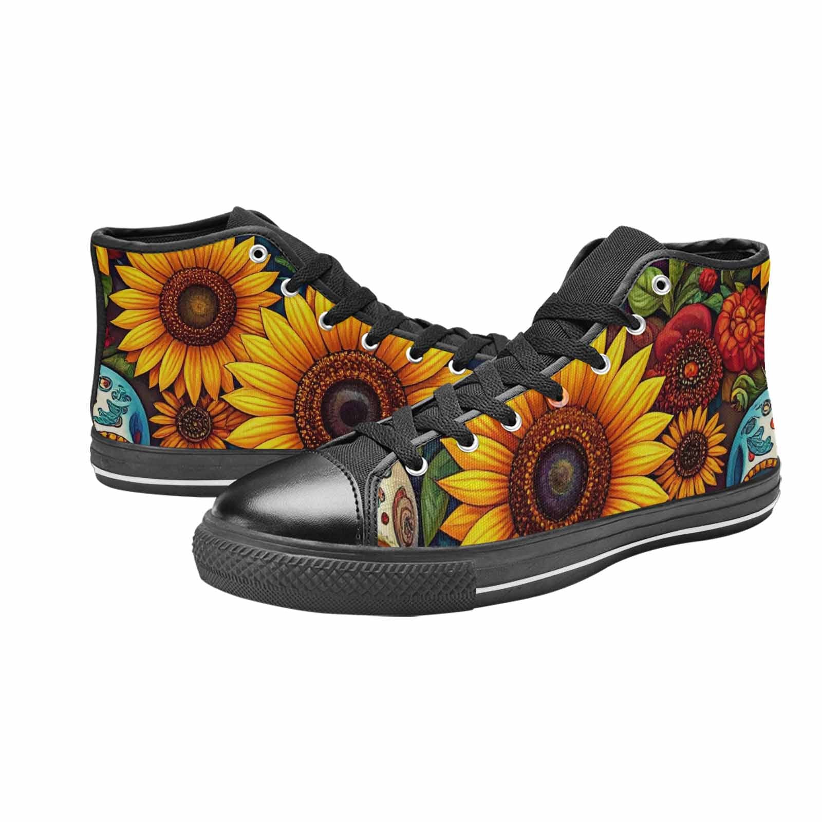 MEN'S Sunflower Skulls Print High Top Canvas Dark Academia Shoes