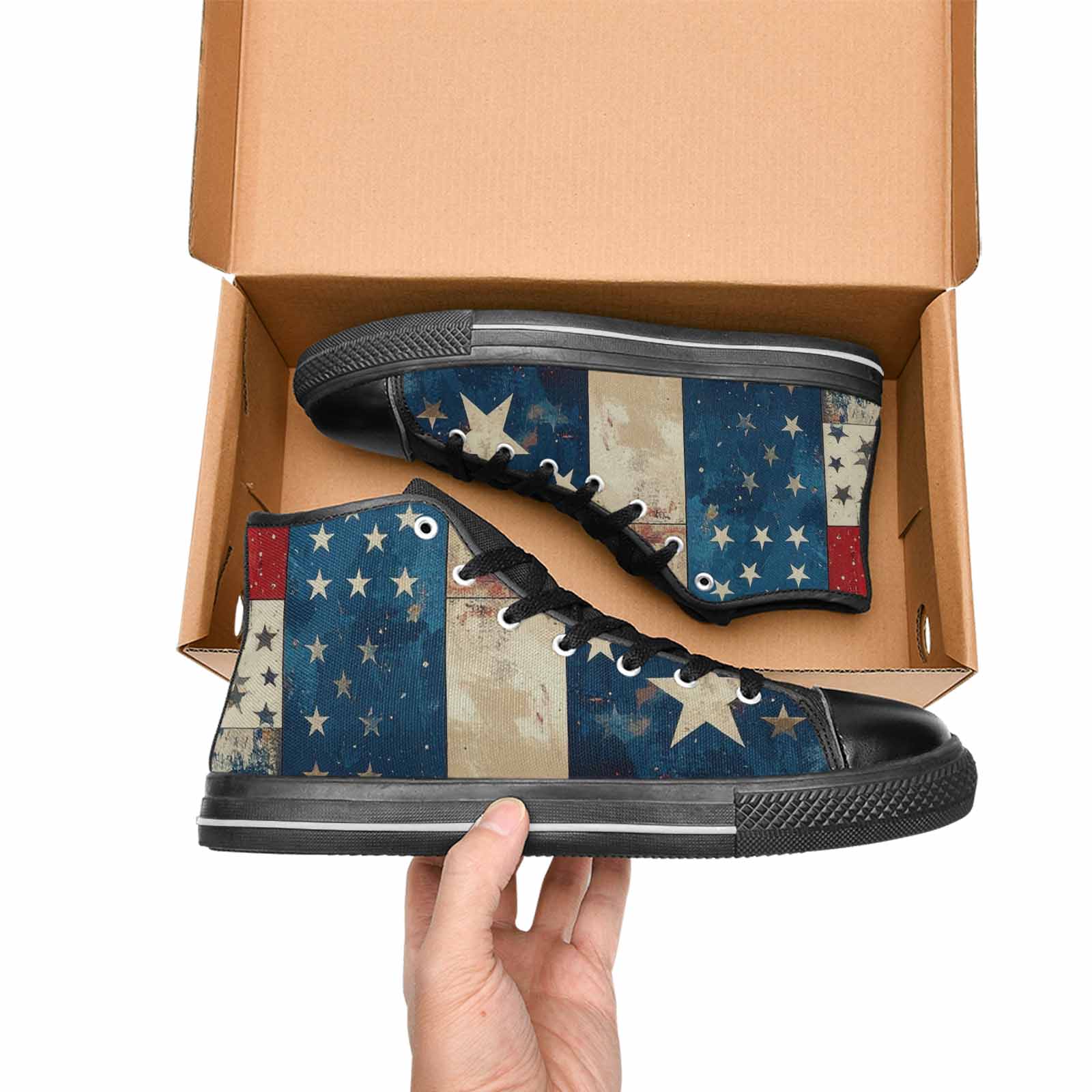 MEN'S American Flag Stars High Top Canvas Neon Fantasy Sneakers