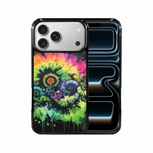 iPhone 17 Pro Max Case — Black &amp; Green Ink Tie Dye, Personalized Phone Case