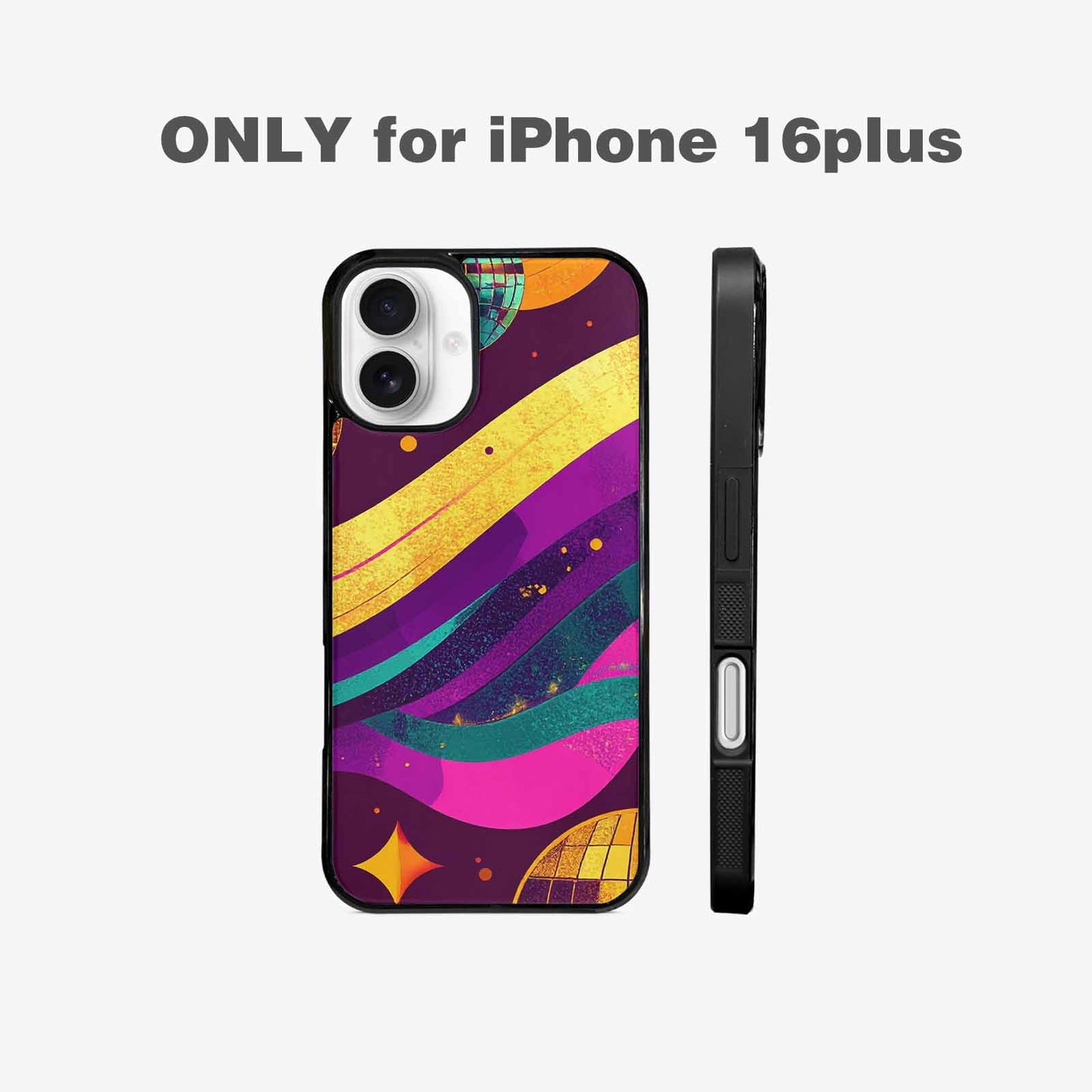 iPhone 16 Plus Case — 1970s Disco Art Pattern, Personalized Phone Case