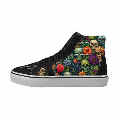 MEN'S Skulls  Botanical Skulls High Top Canvas Cottagecore Custom Sneakers