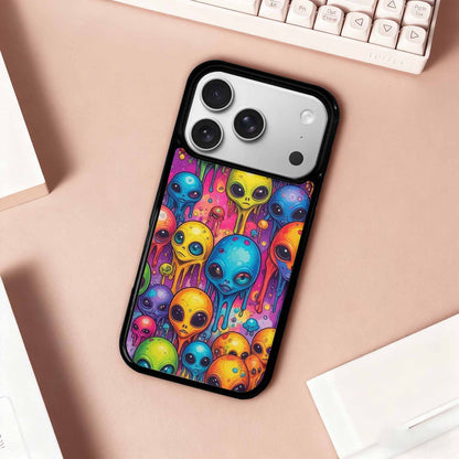 iPhone 17 Pro Case — Melting Aliens Pattern Hundreds Of Alien, Unique Phone Case Design