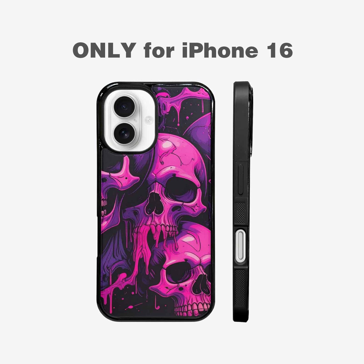 iPhone 16 Case — Pink Purple Skeletons Neon Drip Melting, Custom Made Phone Cover