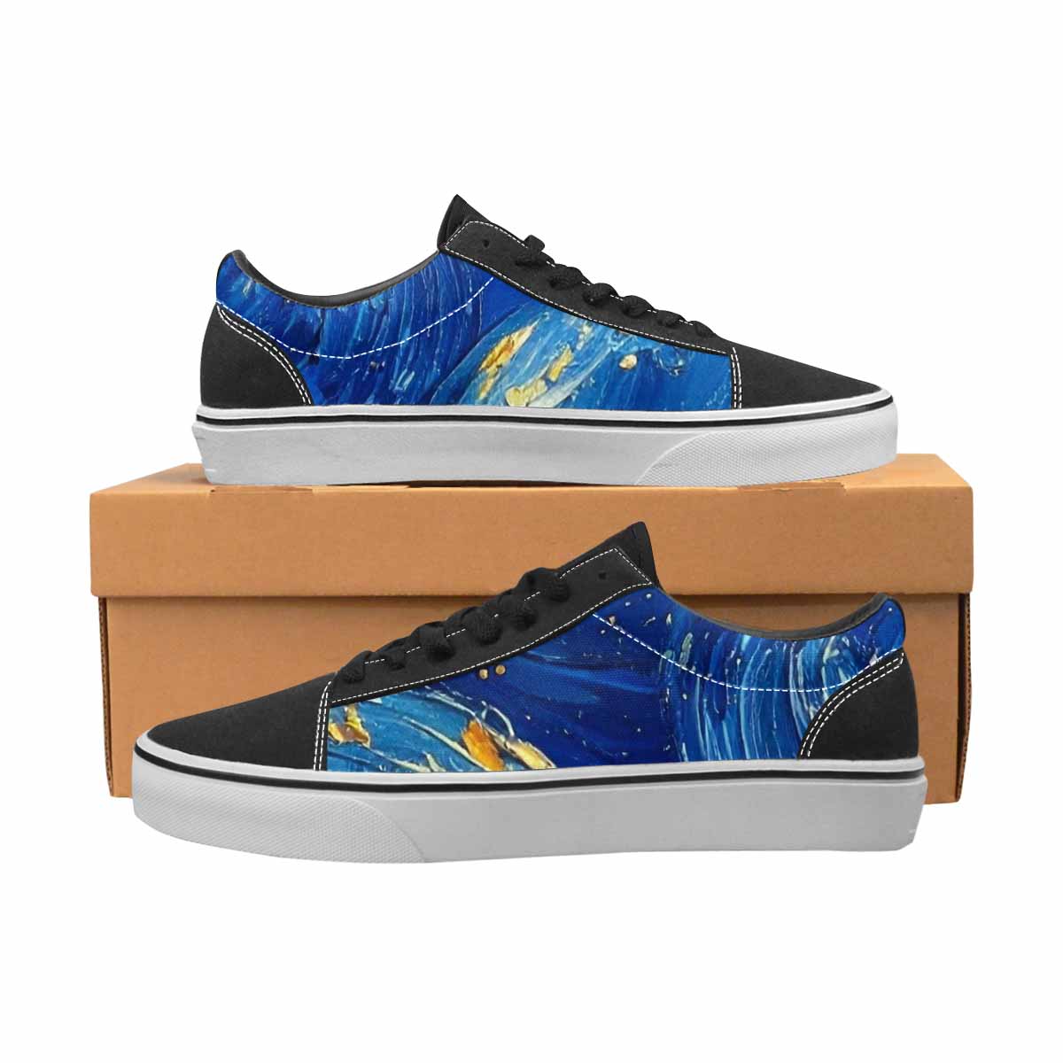 WOMEN'S Starry Night Galaxy Canvas Lace-Up Aesthetic Custom Sneakers