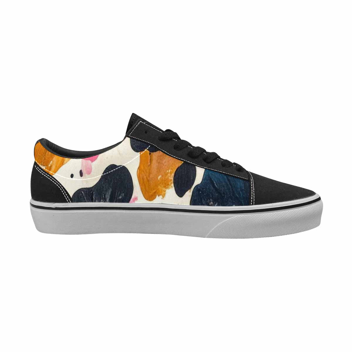 WOMEN'S Cow Animal Print Canvas Lace-Up Surreal Custom Shoes