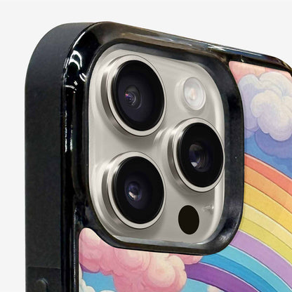 iPhone 16 Pro Case — Cloud And Rainbow Burst Pattern Hundreds, Custom Made Phone Cover