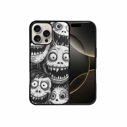 iPhone 16 Pro Max Case — Black And White Monster Face Collage, Original Design Phone Case