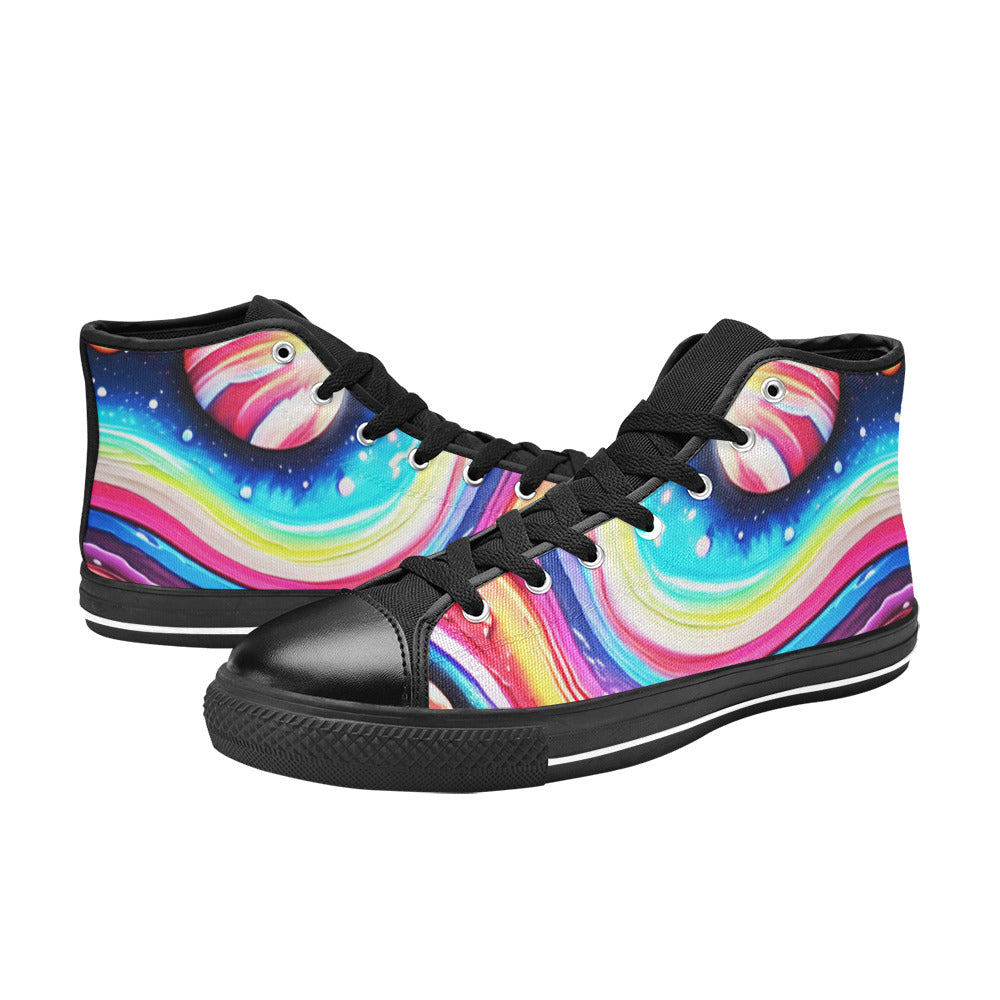WOMEN'S Acrylic Colorful Galaxy Arts High Top Canvas Wallpaper Art Custom Sneakers