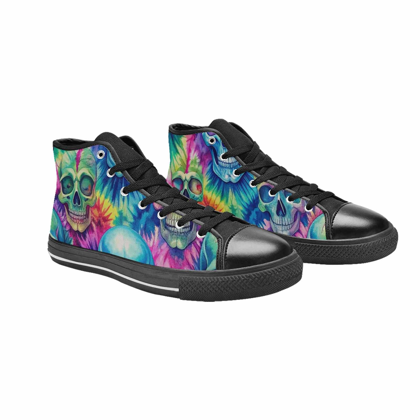 MEN'S Tie Dye Skulls Print High Top Canvas Aesthetic Sneakers