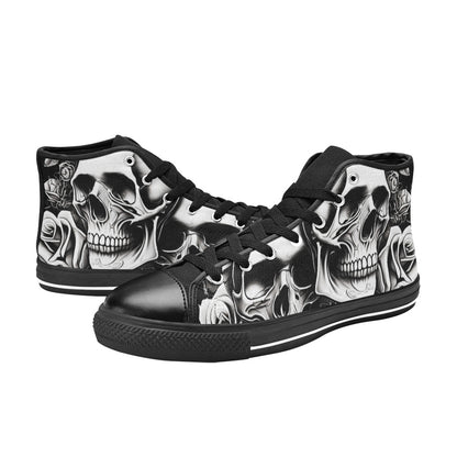 MEN'S Cartoon Style Skulls Roses High Top Canvas Dark Academia Custom Sneakers