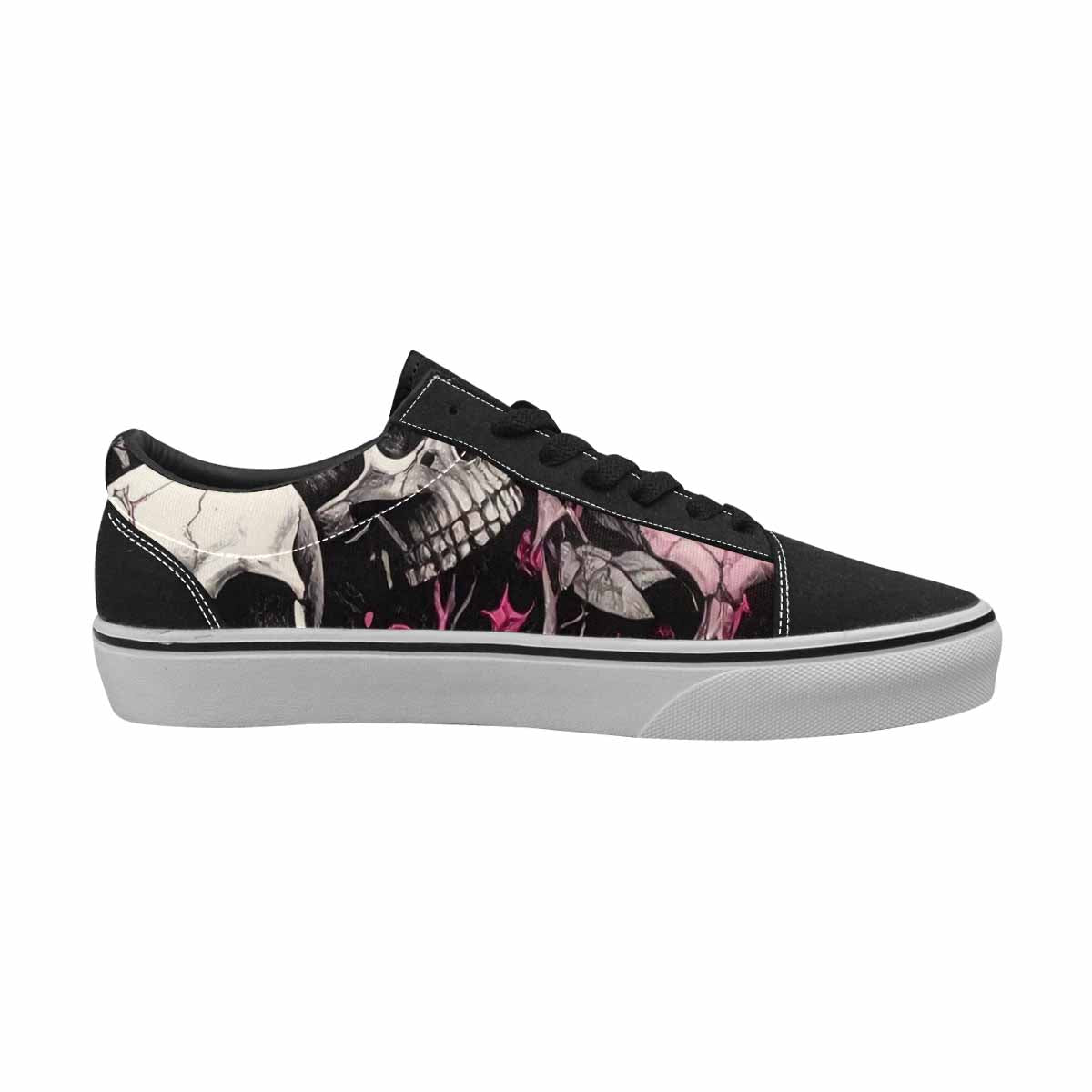 WOMEN'S Skull Roses Lace-Up Canvas Melting Art Custom Sneakers