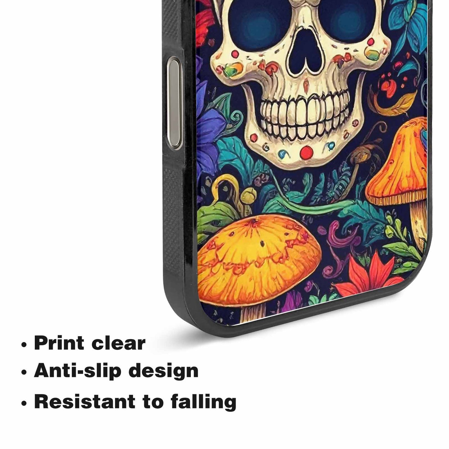iPhone 15 Pro Max Case — Mushrooms And Skulls, Custom Phone Case