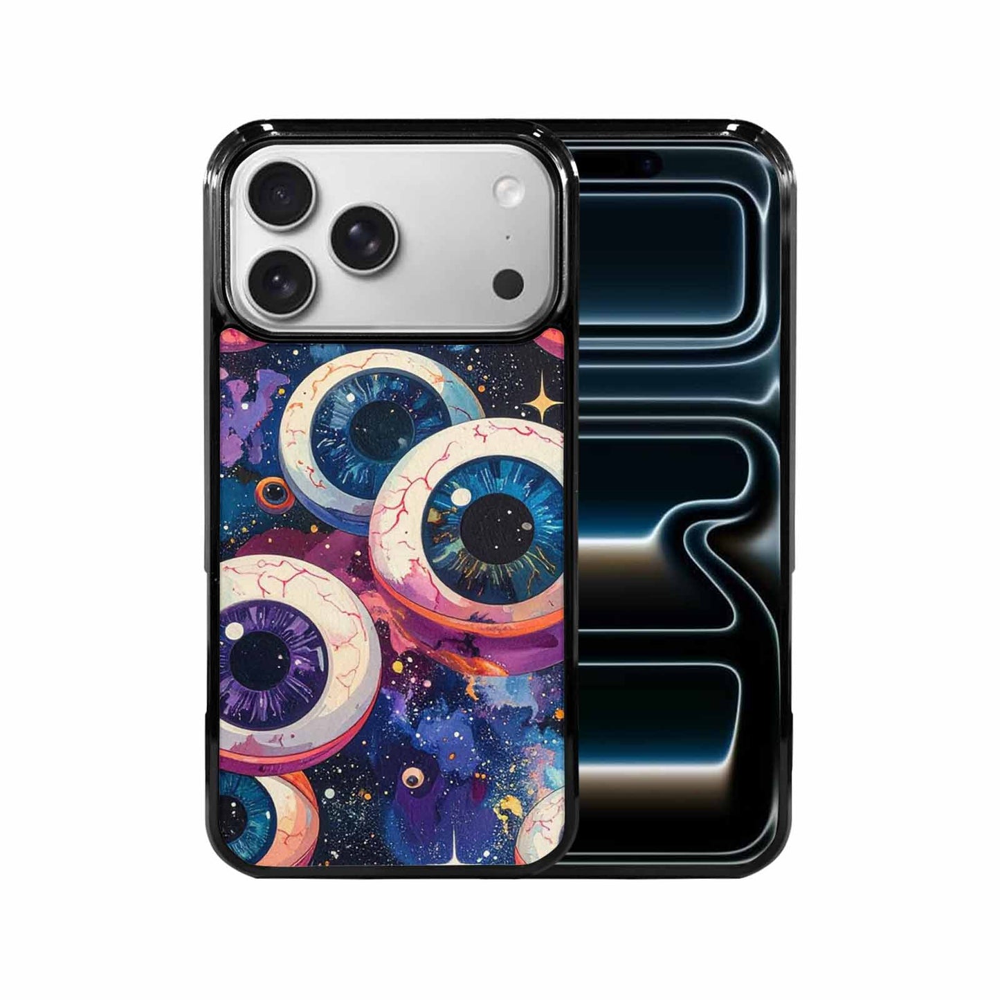 iPhone 17 Pro Max Case — Cartoon Eyeballs Galaxy Space, Custom Designed Case Cover