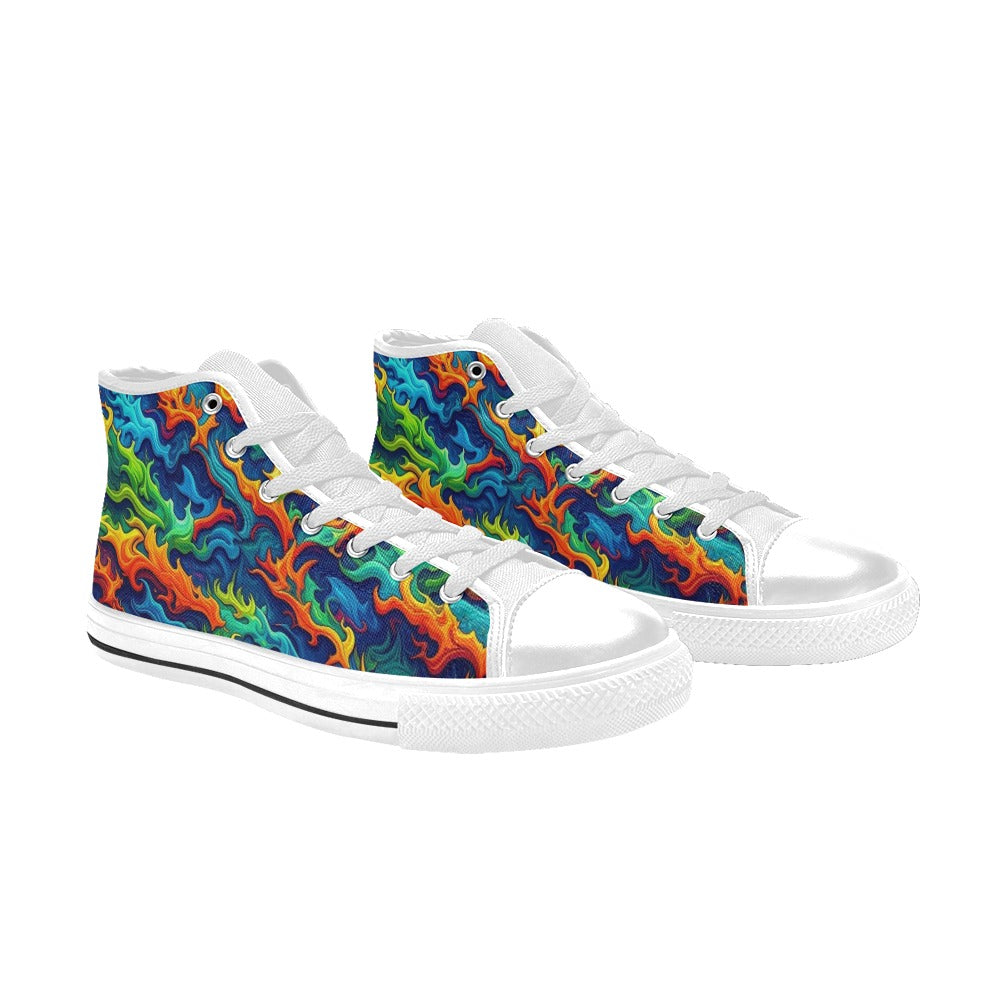 MEN'S Psychedelic Camo Rhythm High Top Canvas Cottagecore Custom Shoes