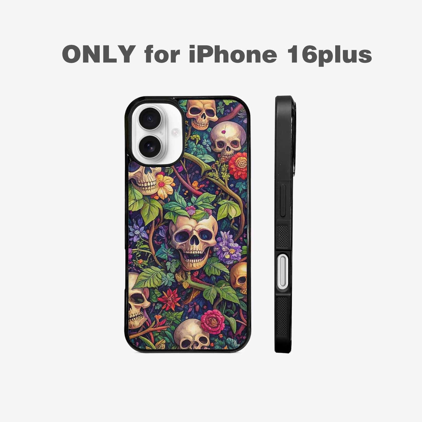 iPhone 16 Plus Case — Skulls Botanicalskulls Pattern, Customized Protective Case