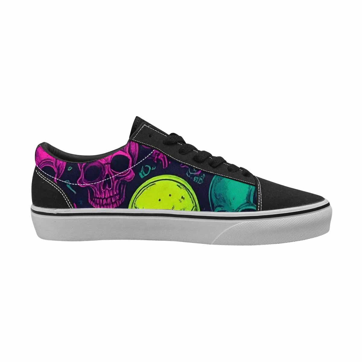 WOMEN'S Skulls - Neon Canvas Lace-Up Y2K Custom Shoes